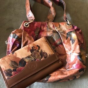 Leather handbag and wallet from Argentina.